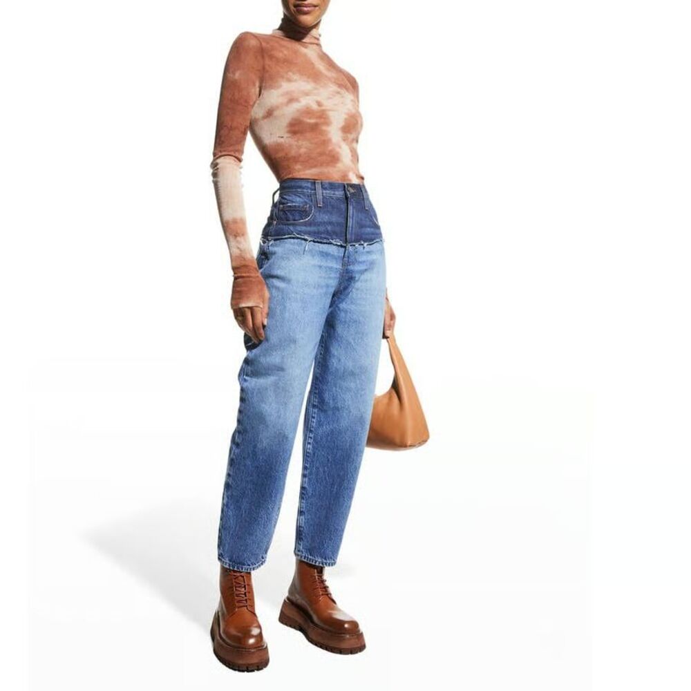 FRAME Ultra High Rise Reconstructed Ombre Jeans Barrel Waist Women's Size 28